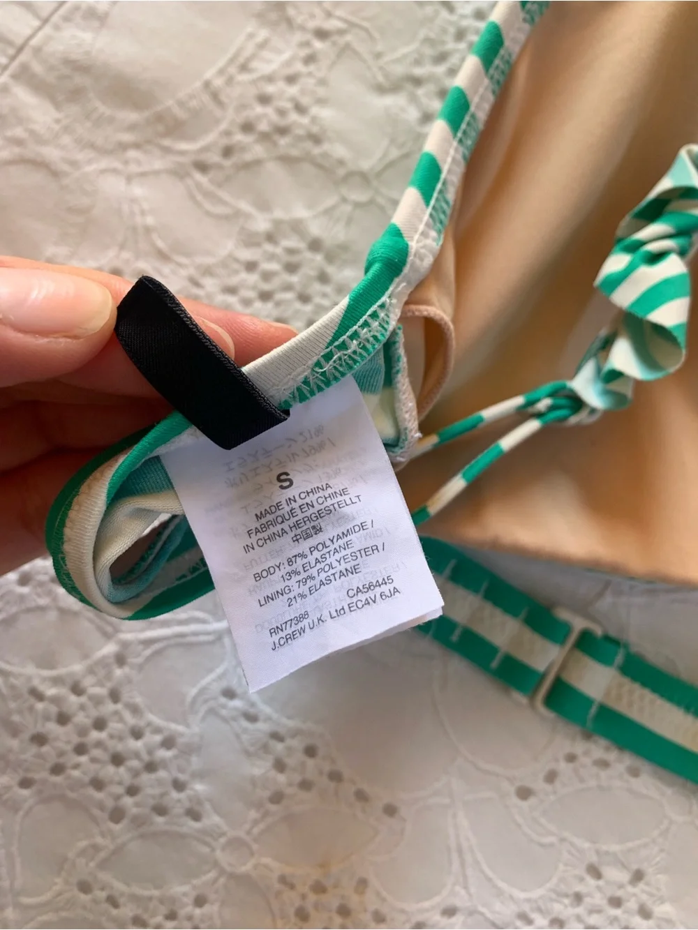 •J. Crew Green and White Striped Ruffle Bikini Set• - Picture 4 of 4